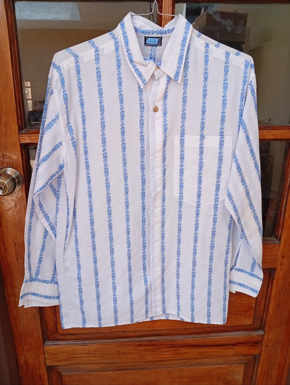 Versus By Gianni Versace Classic Men’s White Shirt with Blue Stripes - Picture 2 of 9